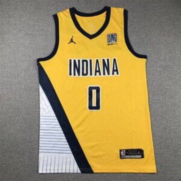 Mens Tyrese Haliburton Yellow Stitched Jersey